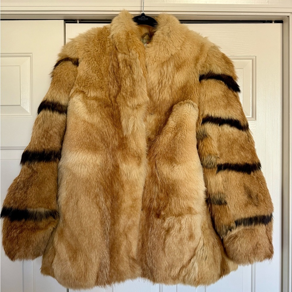Luxurious and Rare Tan Zebra Fox Fur Coat 1960/70s